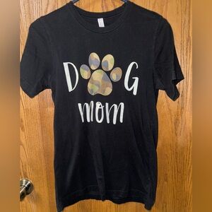 Bella Canvas Black Tee with Camo Paw Dog Mom Graphic